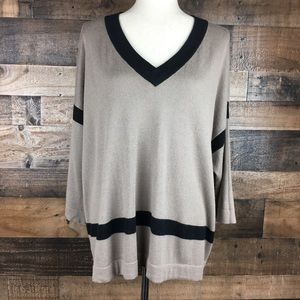 Joan Vass 5% Cashmere Oversized V Neck Top